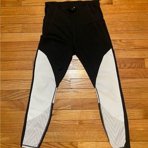 Athleta 7/8 High Rise Precision black & white mesh cut out leggings